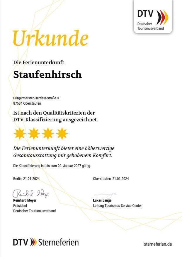 Staufenhirsch Apartment Oberstaufen Eksteriør billede